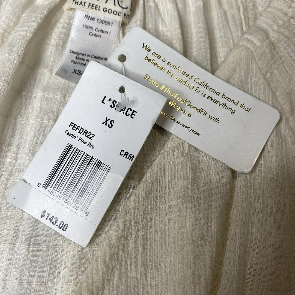 L*Space Feelin Fine ivory cut out mini dress Women Sz XS Long Sleeve Lightweight - Picture 14 of 16